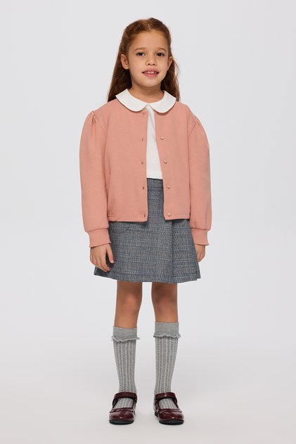 Girl's Buttoned Rose Cardigan