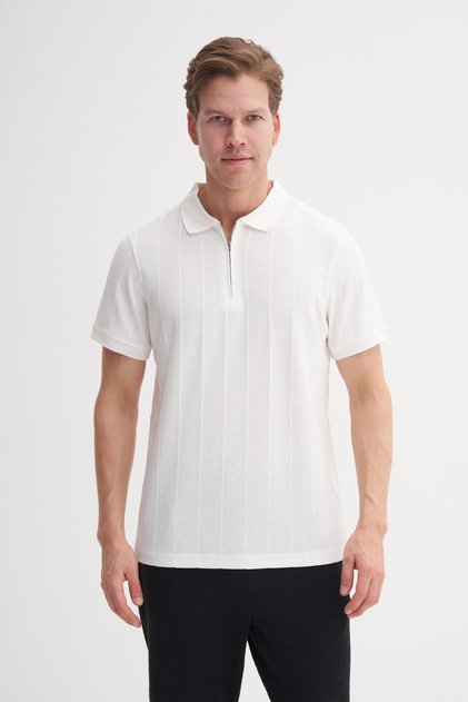 Ecru Men's Polo Neck T-Shirt 4238