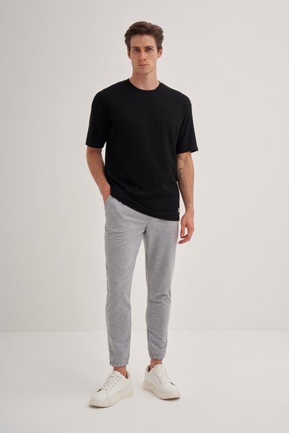 Relax Fit Crew Neck Textured Knitted T-Shirt