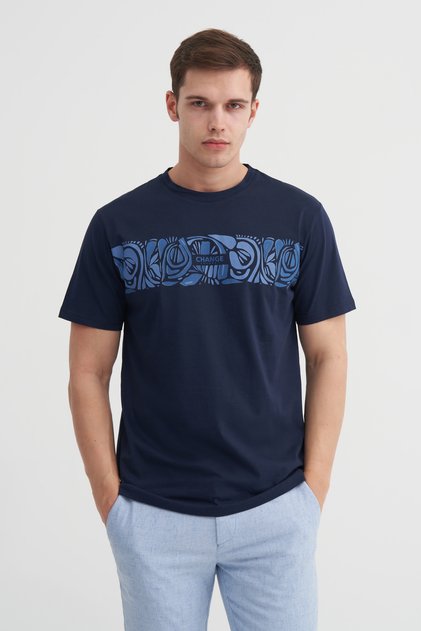 Regular Fit Cotton Crew Neck Printed T-Shirt