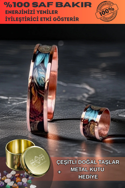 Women's Copper Bracelet - Carina Model Special Edition Metal Box and Quartz Stone