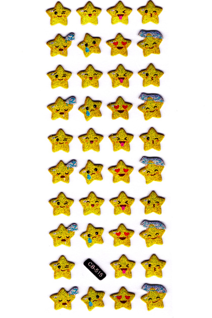 Sticker Embossed Sticker Notebook, Planner Sticker - (Cb-515) 16X7 Cm- Cheerful Stars
