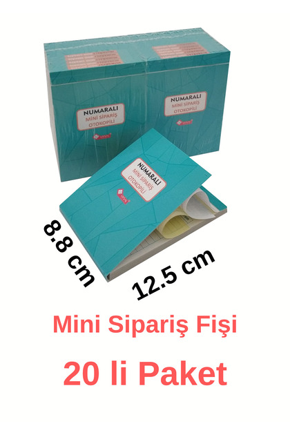 A6 Otokopili (MİNİ-CEP TİPİ) Sipariş Adisyon Fişi- Garson(20 Lİ PAKET) Numaralı