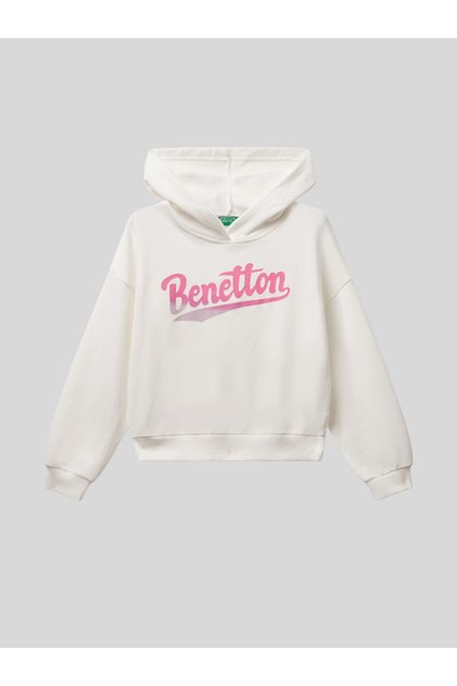 Kız Çocuk Baskılı Sweatshirt 6-14 Yaş Ekru
