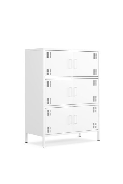 Pera Metal Çok Gözlü Dolap, 6 Kapaklı 80,50 x 40 x 109,50 cm Ral 9016 Beyaz