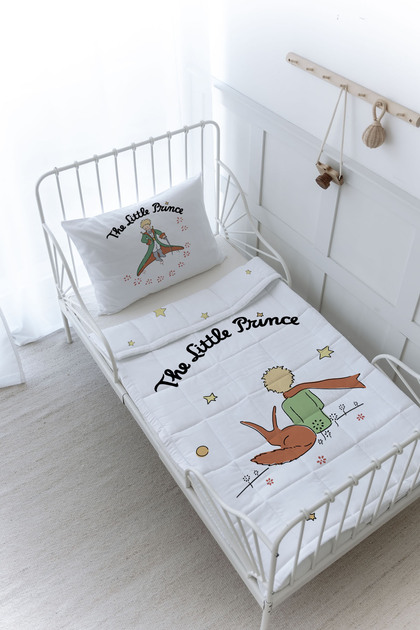 Set de pilota organic imprimat Montessori (100x200) - Seria Pure Baby - Vulpea și Micul Prinț
