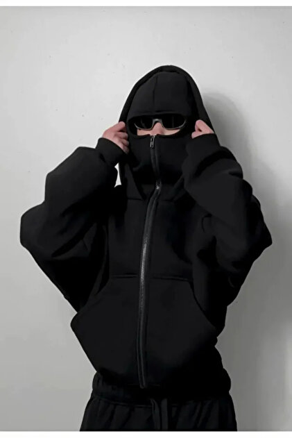 Gofeel Kar Maskeli Ninja Unisex Sweatshirt Hırka 3 İplik Kalın
