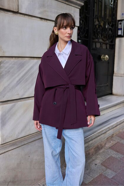 Oversize Standard Size Short Trench with Belt 9580
