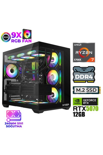 Master x5 Ryzen 7 5700X 32GB Ram 1TB M.2 NVMe SSD 12GB RTX5070 Sıvı Soğutmalı Oyuncu Bilgisaya