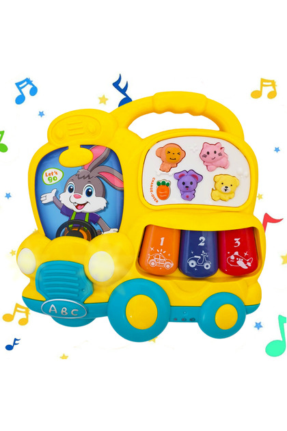 Jucarie interactiva muzicala cu functii si lumini, Mini orga Autobuz, WW7024