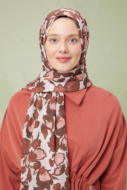 Somon Desenli Cotton Şal