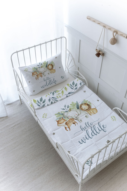 Organic Printed Montessori (100X200) Quilt Set - for Baby Series - Safari Animals
