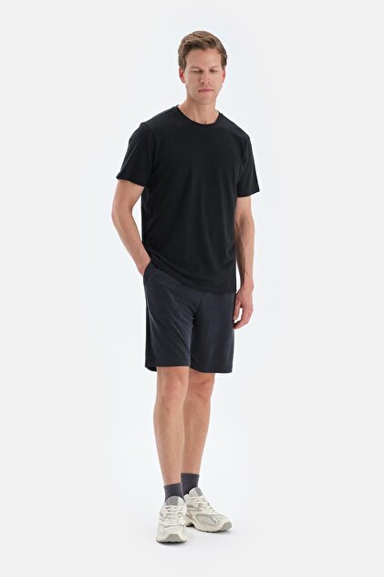 Smoked Indigo Pocketed Lace-Up Modal Pique Shorts