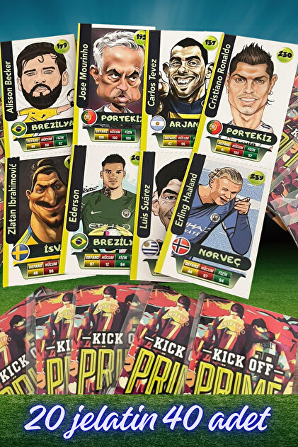 wildpanda Kick Off Prime Karikatür Futbolcu Kartları 20 Jelatin 40