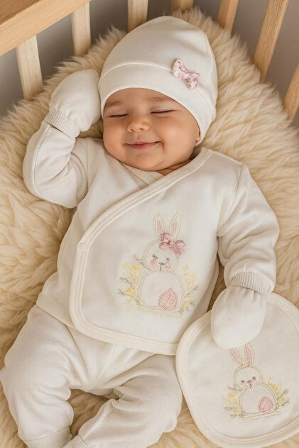 BYS BABY FASHION %100 Pamuk Yenidoğan Kız Bebek 10 Parça Hastane