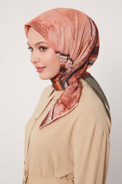 Green Stripe Pattern Cotton Scarf
