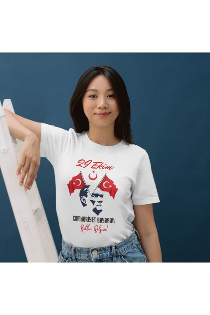 29 October Republic Day T-Shirt with Ataturk Silhouette for Children/Adults