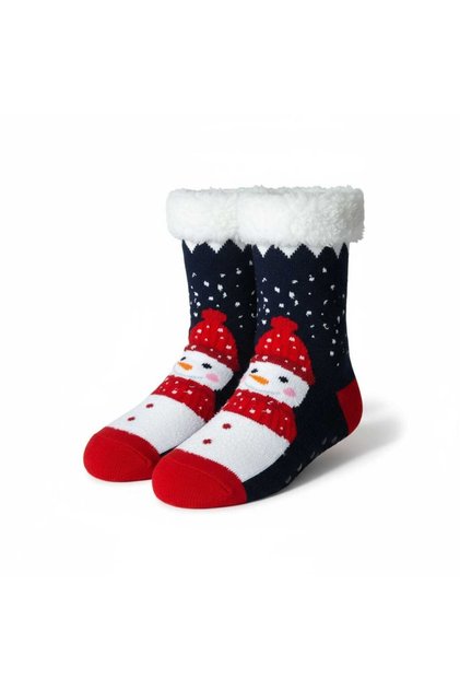 Christmas Themed Fleece-Lined Non-Slip Sole Knee-High Socks