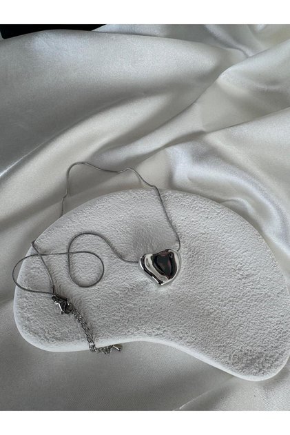 Drop Heart Silver Necklace