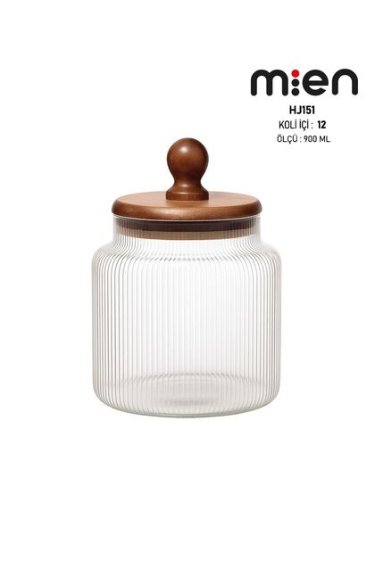 Acacia Ball Glass Jar-900Ml, Glass Jar with Acacia Lid, Multi-Purpose Jar