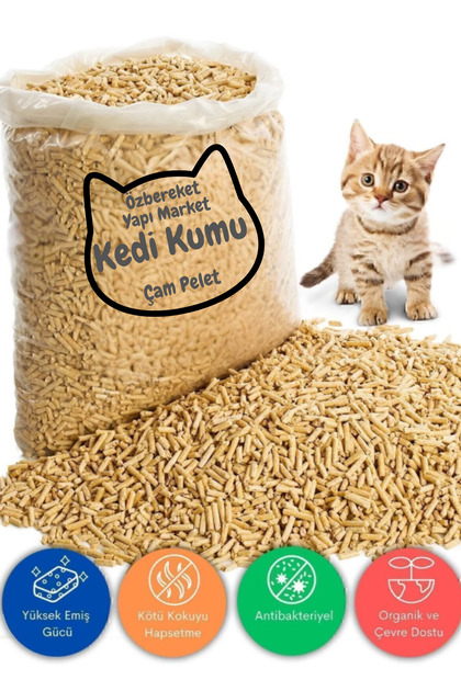 AKAN TARIM Kedi Kumu %100 Organik Çam Peleti 8mm 30lt (15kg) Çam Kokulu