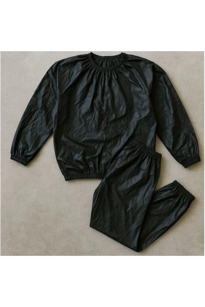 Sauna Suit Black L-XL, Unisex, PVC – 2-Piece Set for Sweat Training, Fitness & Cardio