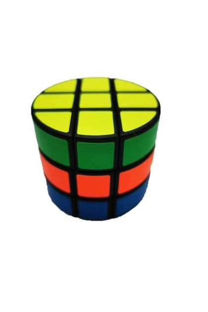 Cilindru magic, cub Rubik tip 3x3x3 cu margini negre, model economic, 6,5 cm,