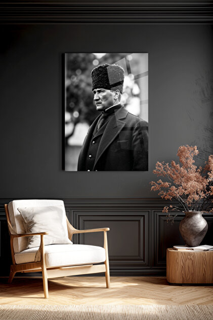 Atatürk Siyah Beyaz Kırılmaz Cam Tablo