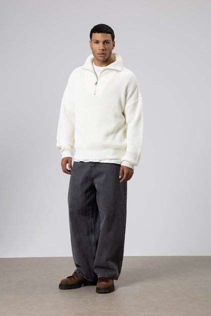 Half Zipper Knitwear Sweater Ecru