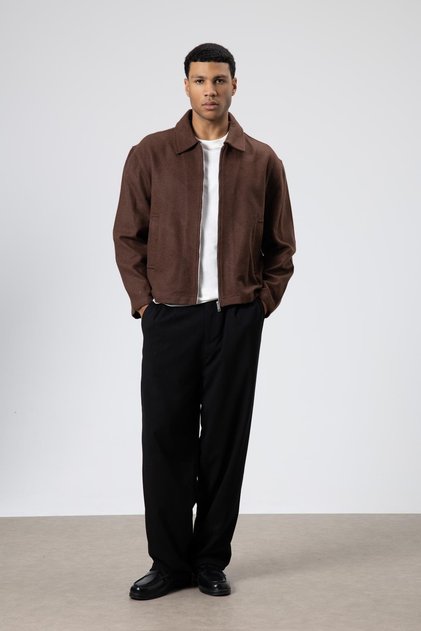 Oversize Zippered Cashmere Jacket Brown