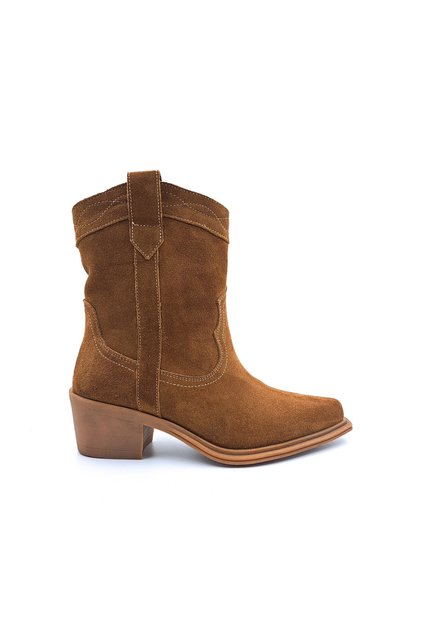 Genuine Suede Leather Women's Tan Color Western Cowboy Boots
