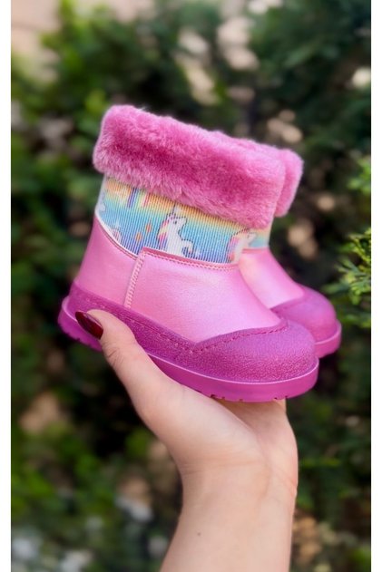 Cizme pentru fetiță unicorn roz