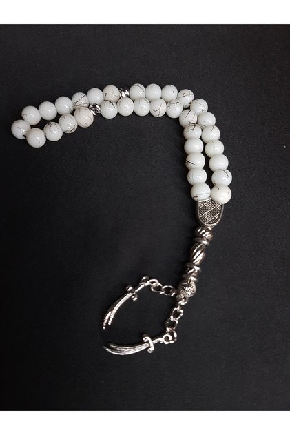 White Color Granite Look Glass Bead Style Prayer Beads