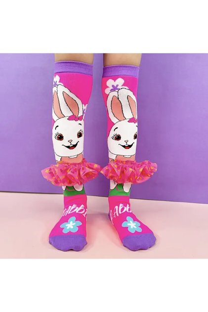 Pink Rabbit Over-The-Knee Children's Socks – Ruffle Detail (5-8 Years Old)
