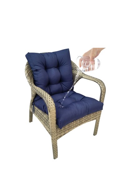Arkalıklı Su Geçirmez Kumaş Pofidik Sandalye Minderi | Çökme Yapmaz | Dolgulu | Bağcıklı | 50x90cm