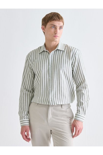 Lcw Visiongreen Regular Fit Long Sleeve Striped Men's Shirt