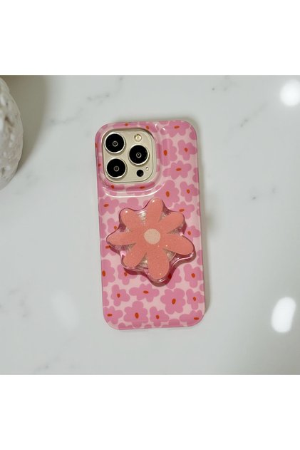 Iphone 16 Pro (6.3 inç) Uyumlu Popsocketli Stant Olabilen Şık Desenli Slım Kılıf