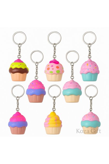 Cupcake Squishy Anahtarlık - Karışık Model Gönderim - Yumuşak Stres Giderici Oyuncak 1 Adet