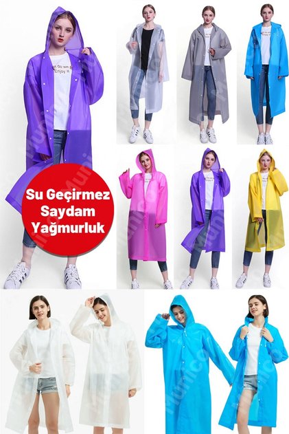 3 Adet Su Geçirmez Kalın Naylon Yağmurluk Kapüşonlu, Çıtçıtlı, Katlanabilir ve Hafif İnşaat Konser