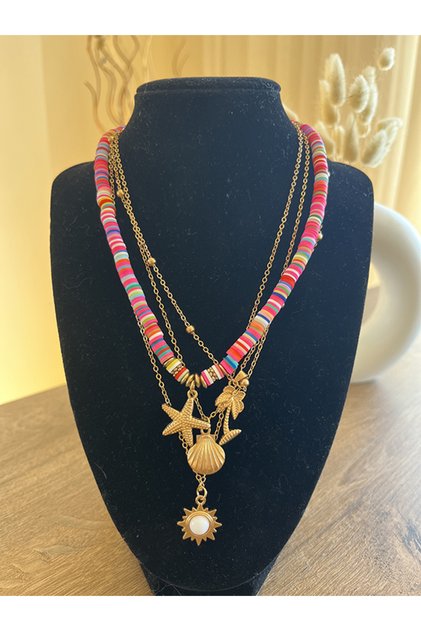 Retro Style Multi-Colored Beaded Vintage Necklace