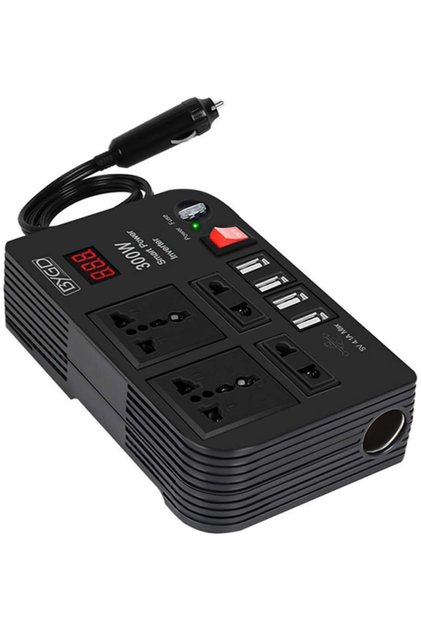 BYGD 300W Car Power Inverter DC 12V/24V to 220V AC with 4 USB Ports Fast Charging with 2 Universal S