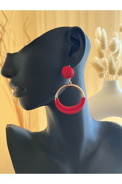 Modern Style Red Round Rope Earrings