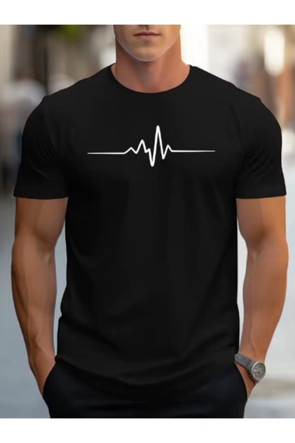 Unisex Oversize Calypso Printed Cotton Crew Neck Short Sleeve Black T-Shirt