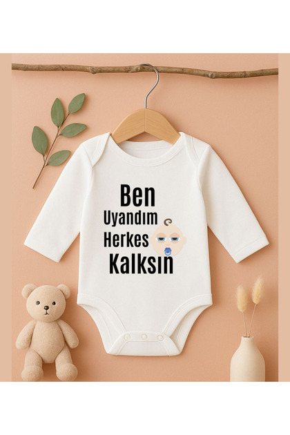 New I'M Awake, My Battery Is Full Written Printed Baby Bodysuit