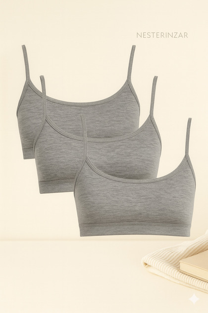 Women's 3-Pack Padded Sports Bra with String Straps Half Tank Top