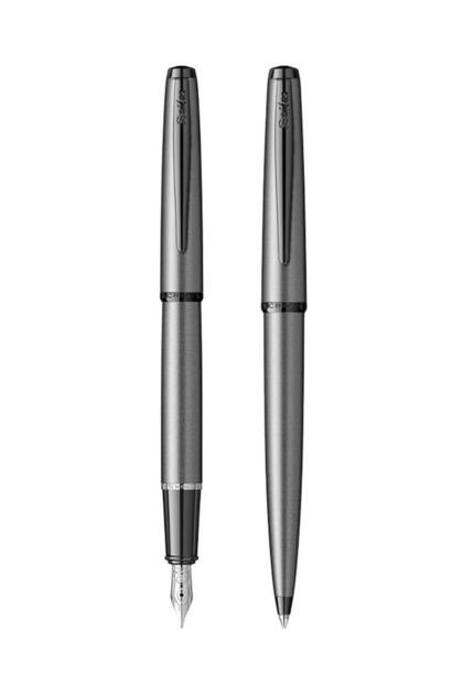 WizDesign Metropolis Dolma Kalem ve Tükenmez Kalem Takımı M Uç Mat Gri 78MG
