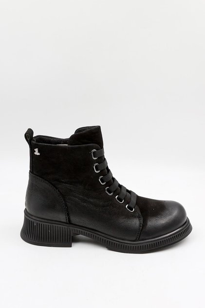 Women's Genuine Leather Daily Nubuck Boots 2452701K - Black - 36