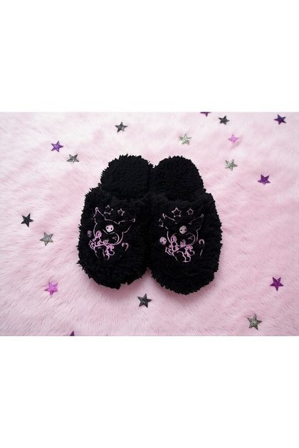 Black Kuromi Plush Children's Indoor Slippers