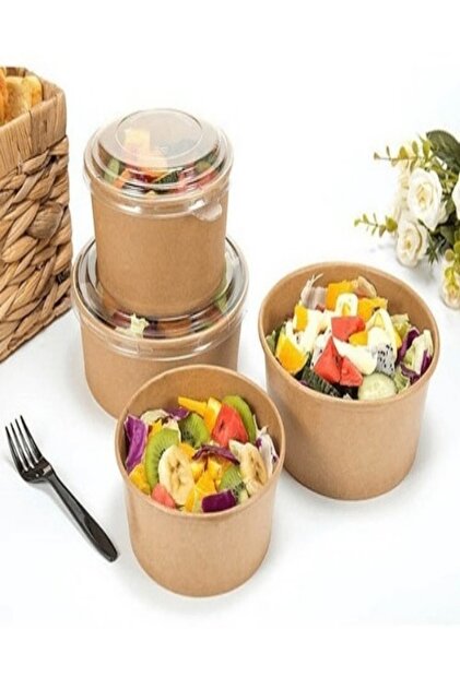 1300 CC Kraft Karton Organik Salata Kasesi KapaksızBowl 50 Adet