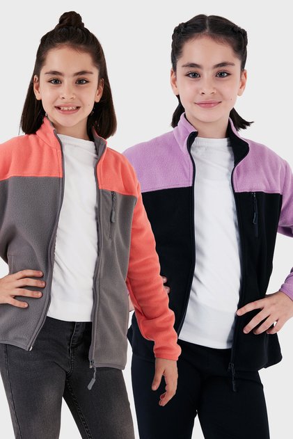 Soft Textured Zippered Color Block Stand Collar with Pockets Pack of 2 Fleece Children's Polar 5905001S2